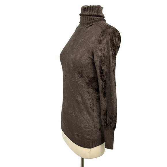 Transit Par Such Velvet Turtleneck Sweater Brown Size M Long Sleeve Lightweight - Picture 2 of 9